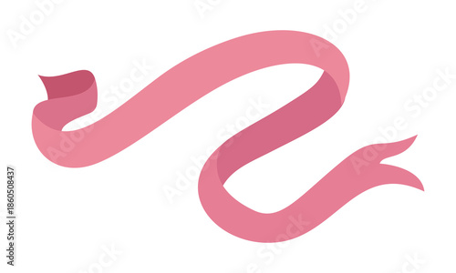 simple flat vector illustration of a long, flowing pink ribbon banner