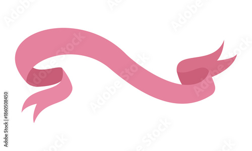 simple flat vector illustration of a wavy pink ribbon banner