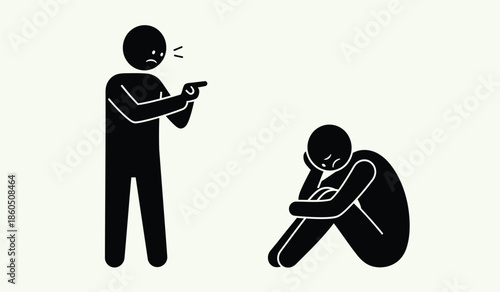Stick figure illustration depicting a confrontation and emotional distress