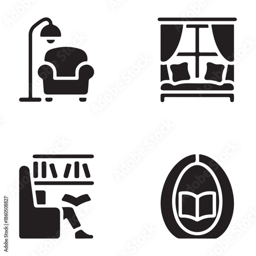 Bean bag chair modern living room interior silhouette vector illustration