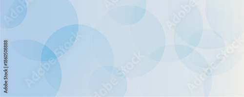 Abstract Blue and White Gradient Background with Overlapping Transparent Circles. Futuristic background with soft clouds or blue bubbles pattern. Vector illustration.