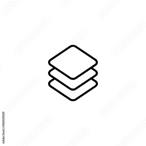 Minimal Outline Layers Icon – Abstract Stacked Shapes Vector
Professional vector icon representing layers or hierarchy using abstract stacked shapes. 