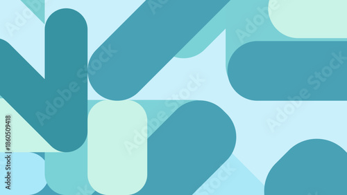 Modular Abstract Geometry Background in Soft Teal and Mint Palette | Professional Editorial Overlapping Shapes Pattern