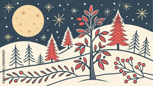 winter landscape with christmas tree