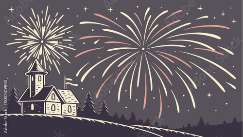 fireworks over the city