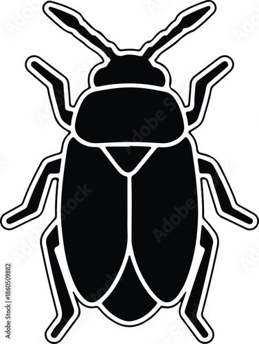 Silhouette Black Beetle Insect Bug Pest Simple Isolated Icon Design Vector Illustration