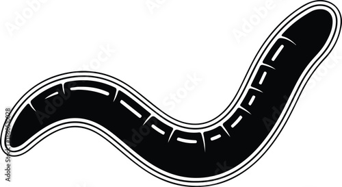 Silhouette Earthworm Crawling Animal Creature Pest Flat Design Vector Illustration