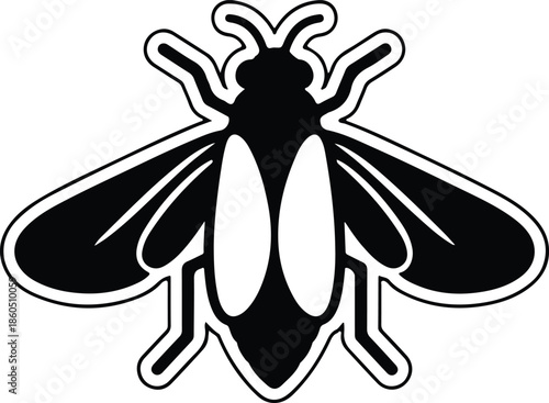 Silhouette Flying Honey Bee Insect Outline Simple Modern Design Vector Illustration