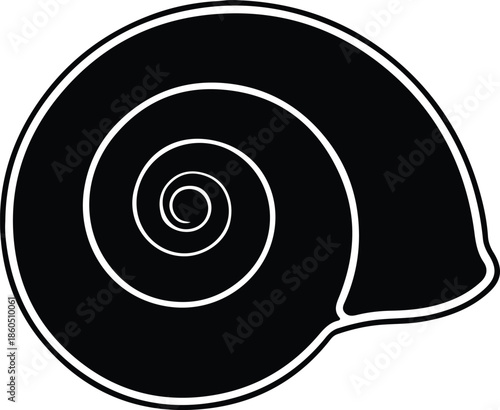 Silhouette Elegant Snail Shell Spiral Shape Marine Nature Outline Icon Vector Illustration