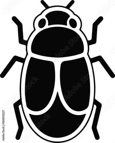 Silhouette Simple Black Beetle Insect Bug Pest Outline Icon Vector Illustration