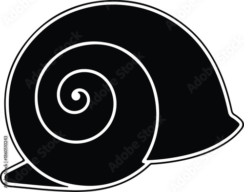 Silhouette Snail Shell Outline Spiral Shape Minimalist Mollusc Nature Marine Animal Vector Illustration