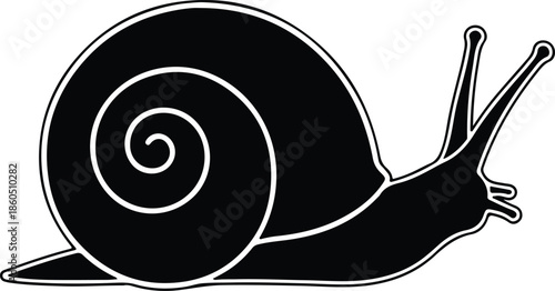 Silhouette Snail with Spiral Shell Slow Garden Mollusk Animal Vector Illustration
