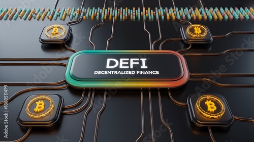 Defi decentralized finance blockchain technology network concept
