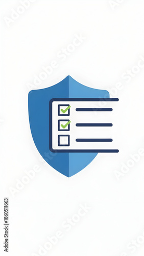 Shield with checklist icon security.
