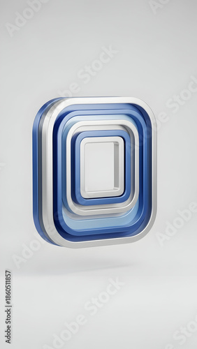 Blue and white layered square shape.