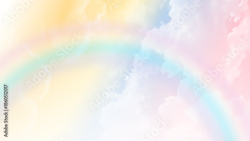 Paste sky with clouds and rainbow effect background.