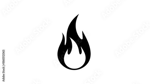 Black flame icon on a white background