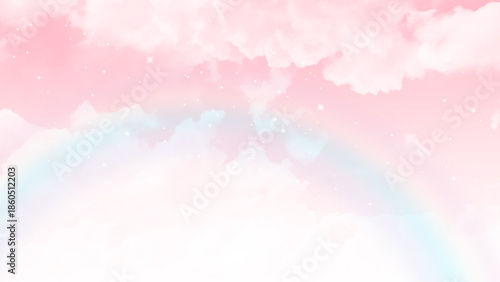 Pink sky with clouds background. Horizontal view of clear sky and clouds, Pink sky background with tiny clouds. 