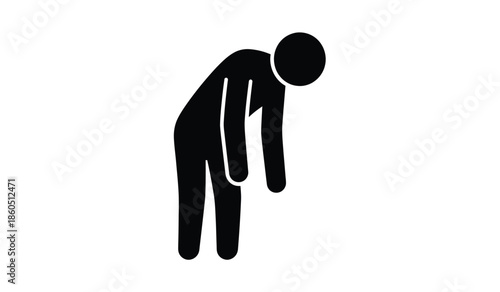 Simple black silhouette of a person in a hunched or tired posture