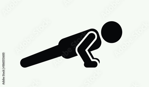 Silhouette of a person performing a push up exercise in a simple style