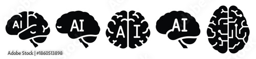 Isolated ai brain on the white background.
