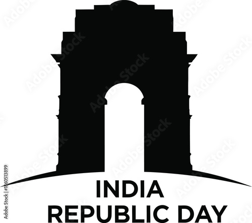 India Republic Day Monument Silhouette Vector