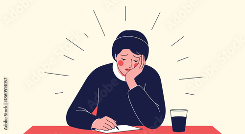 Depressed man sitting at a desk with head in hand, symbolizing burnout, stress, and mental exhaustion.