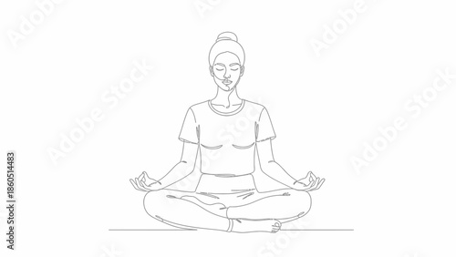 Woman sitting in lotus position with eyes closed and hands on knees