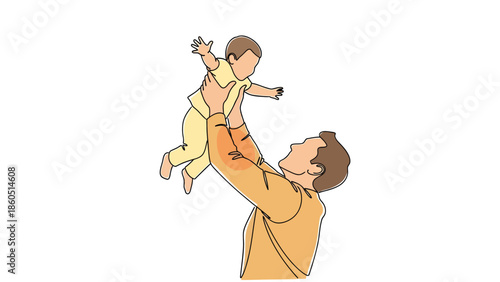 Man tossing a baby in the air with a joyful expression