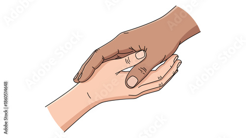 Two hands holding each other in a gesture of support and unity