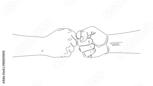 Two hands clenched in a fist bump gesture in a simple line drawing