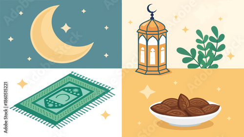 Ramadan Kareem celebration with traditional elements and symbols