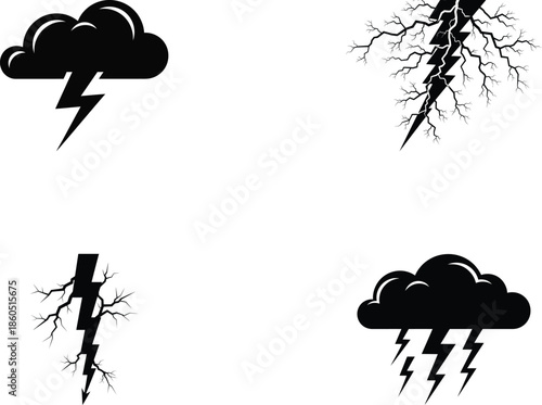 thunder silhouette on white background