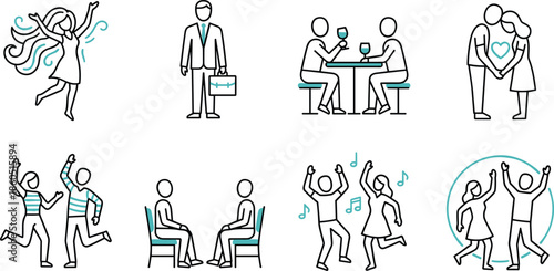 Human interaction illustration, dancing, love, conversation, celebration, flat design, vector illustration, lifestyle moments, relationship, social activity, emotion