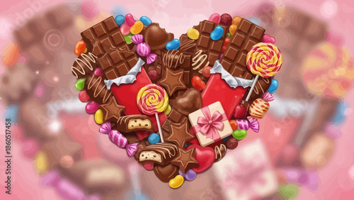 Delightful Heart of Sweets: A Chocolate and Candy Lover's Dream Composition