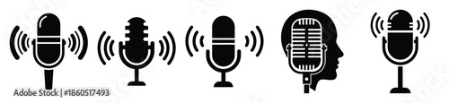 Isolated microphone voice on the white background.