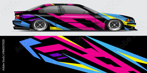 Car wrap decal designs. Abstract racing and sport background for racing livery or daily use car vinyl sticker. Vector eps 10.