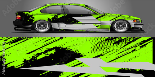 Car decal design vector. Graphic abstract stripe racing background kit designs for wrap vehicle, race car, nascar car, rally, adventure and livery