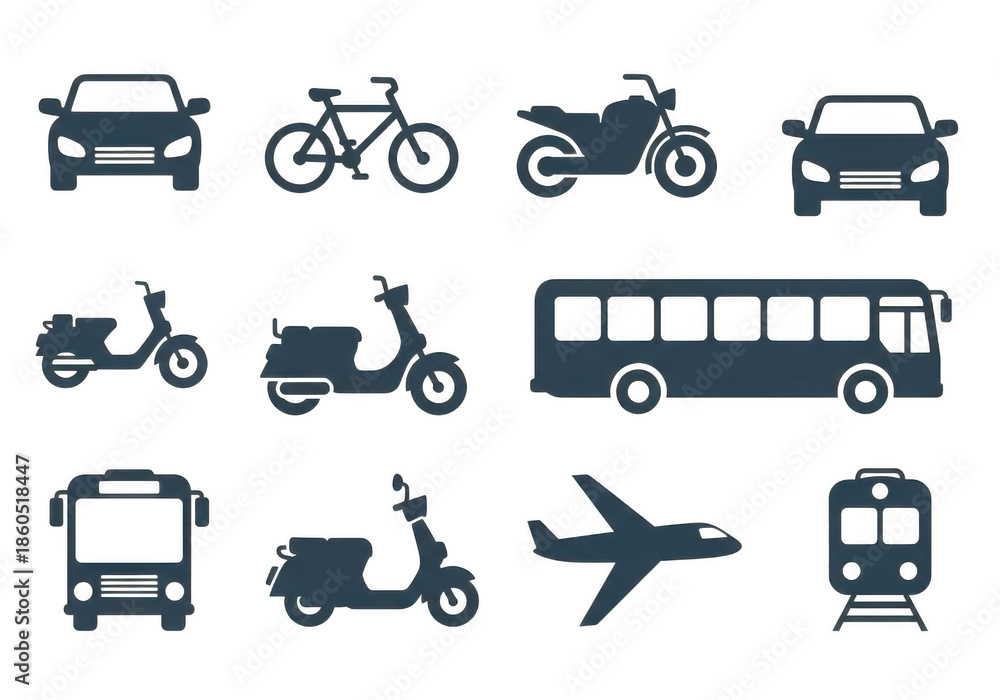 Naklejka premium Transportation icons isolated on transparent background