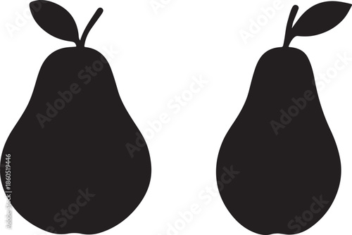 Silhouettes of Two Pears Isolated on Transparent Background