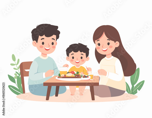 A family enjoying Ramadan Family Moments together at a dinner table with food and smiles in a cozy home setting
