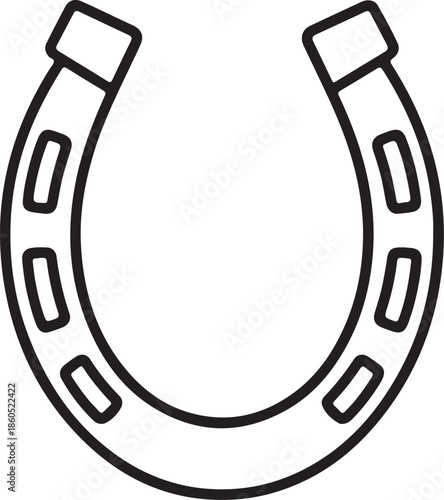 Horseshoe Line Art, Coloring Book Page Vector Illustration