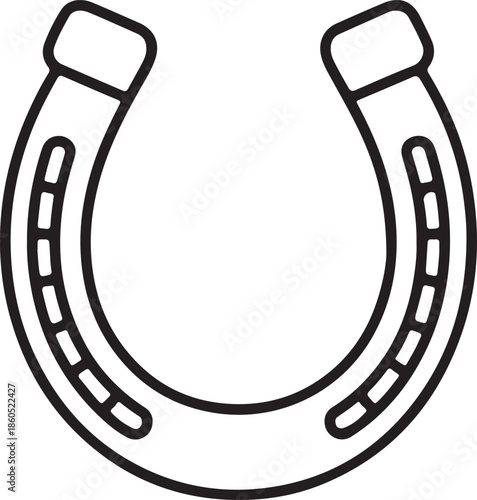 Horseshoe Line Art, Coloring Book Page Vector Illustration