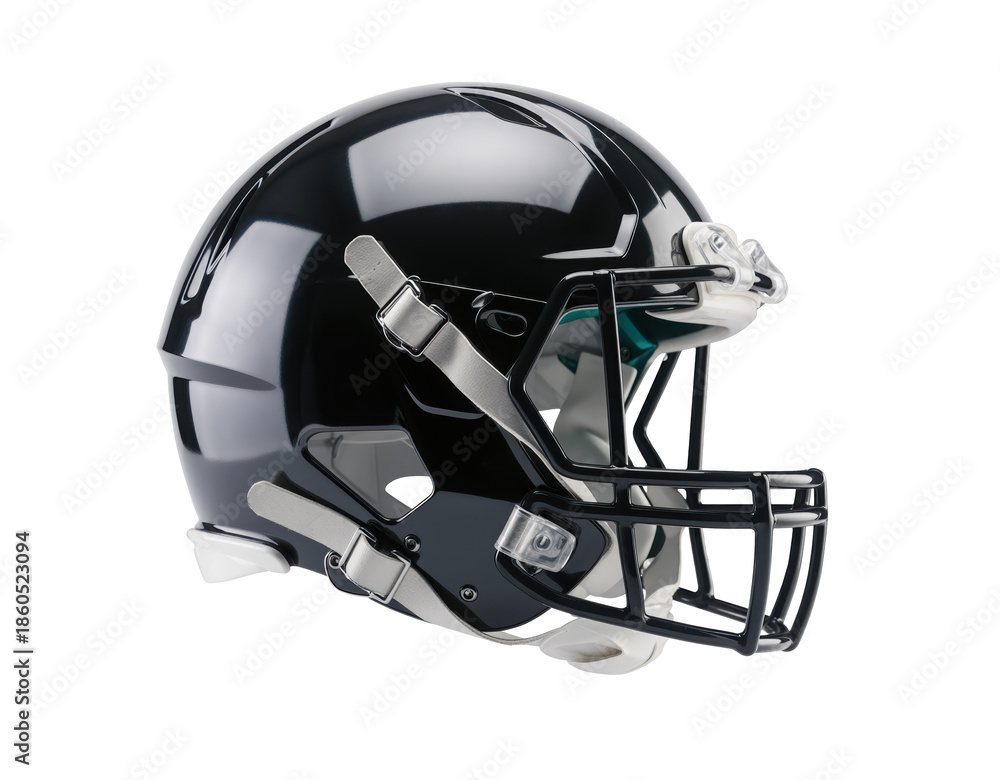 Fototapeta premium Black football helmet providing protection for players