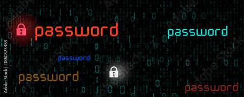 Cybersecurity and Data Protection  Hacker Background with Passwords