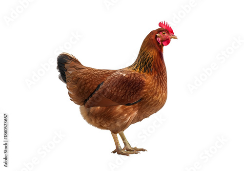 Majestic brown chicken standing alone