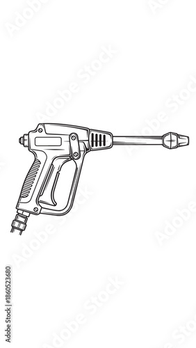 Line drawing of a handheld power drill with a rotating bit.