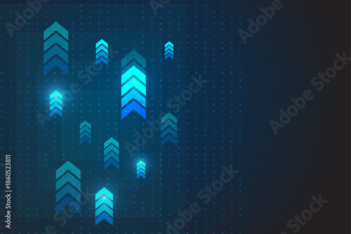 Digital Upward Arrows on Grid  Technology Growth Background