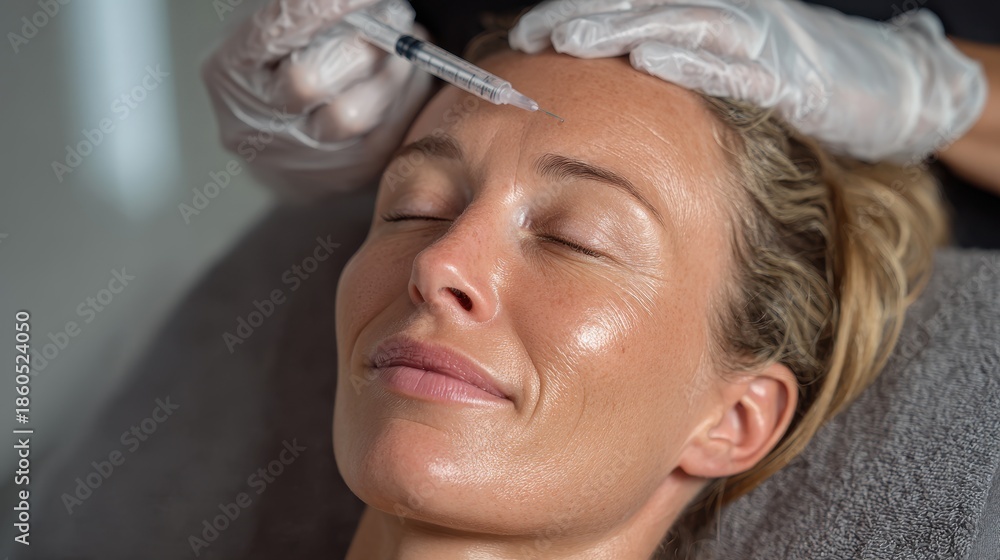 custom made wallpaper toronto digitalWoman receiving injection treatment at spa for skin improvement and wrinkle reduction in a relaxed setting