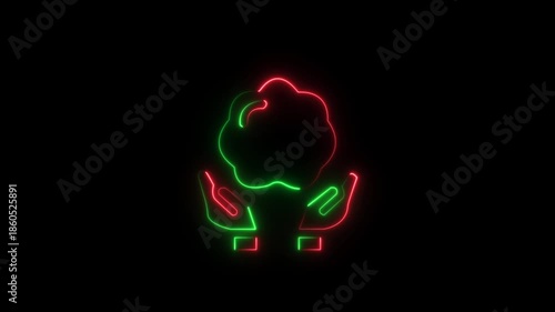 Abstract glowing neon conservation icon animation with dark background.Futuristic glowing neon user conservation icon with smooth animated